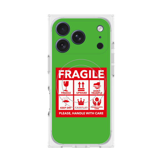 Premium Square Case with MagSafe［ FRAGILE Sticker - Green ］