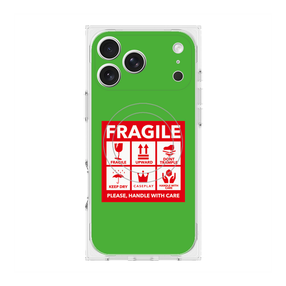 Premium Square Case with MagSafe［ FRAGILE Sticker - Green ］