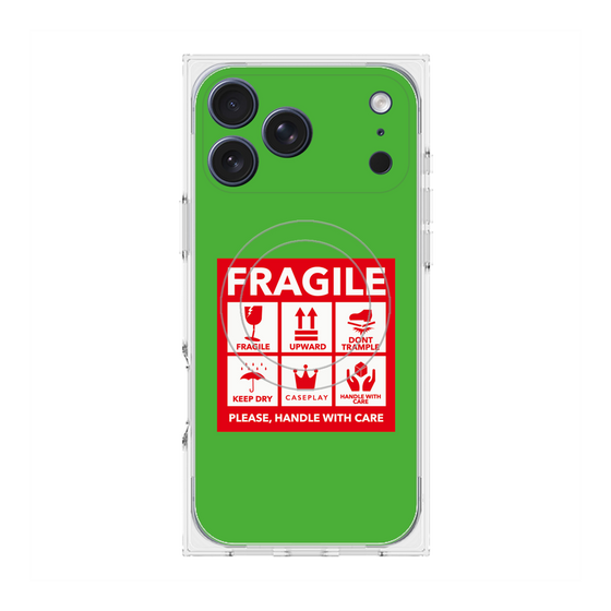 Premium Square Case with MagSafe［ FRAGILE Sticker - Green ］