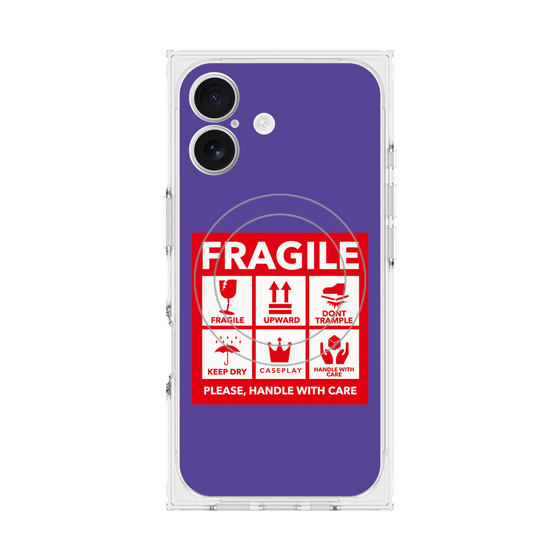 Premium Square Case with MagSafe［ FRAGILE Sticker - Purple ］