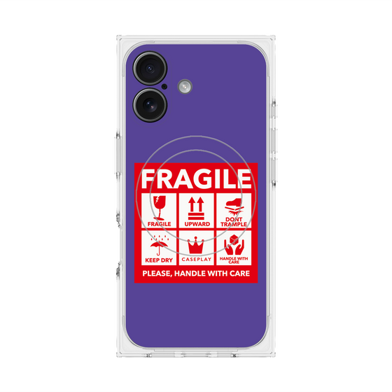 Premium Square Case with MagSafe［ FRAGILE Sticker - Purple ］