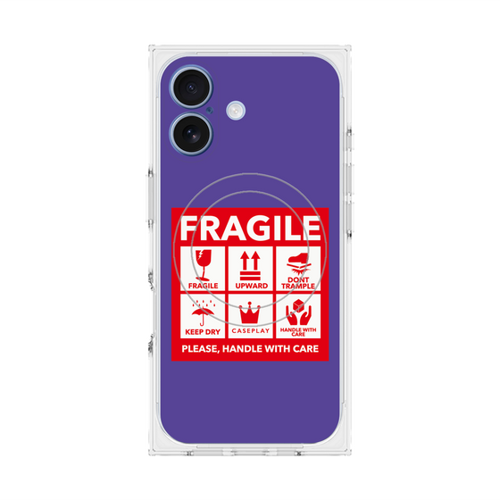 Premium Square Case with MagSafe［ FRAGILE Sticker - Purple ］