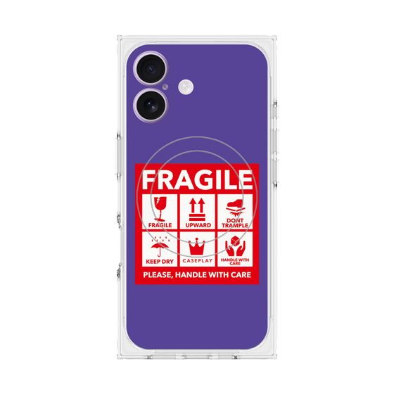 Premium Square Case with MagSafe［ FRAGILE Sticker - Purple ］