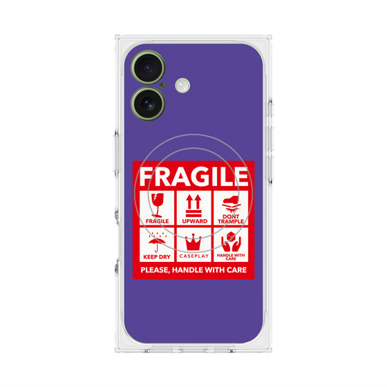 Premium Square Case with MagSafe［ FRAGILE Sticker - Purple ］