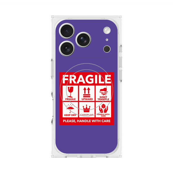Premium Square Case with MagSafe［ FRAGILE Sticker - Purple ］
