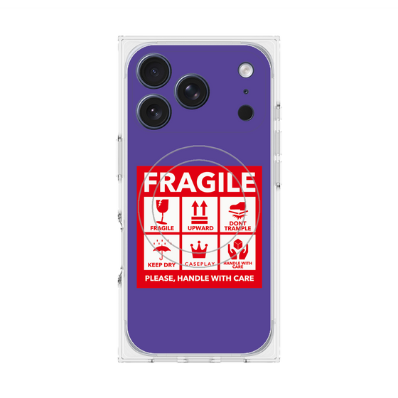 Premium Square Case with MagSafe［ FRAGILE Sticker - Purple ］