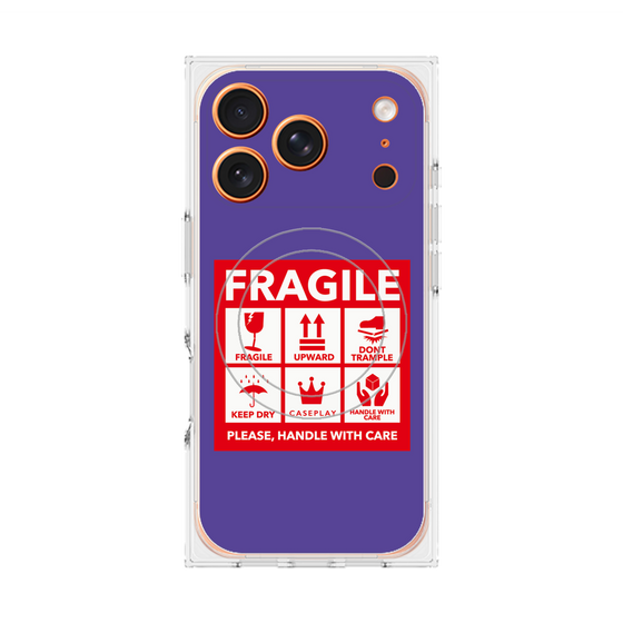 Premium Square Case with MagSafe［ FRAGILE Sticker - Purple ］