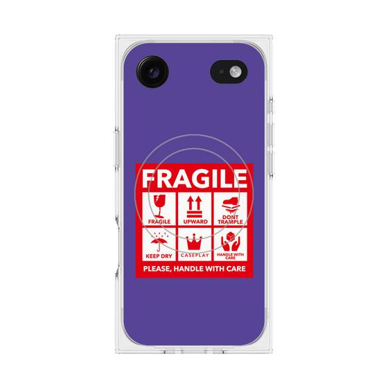 Premium Square Case with MagSafe［ FRAGILE Sticker - Purple ］