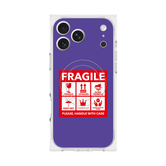Premium Square Case with MagSafe［ FRAGILE Sticker - Purple ］