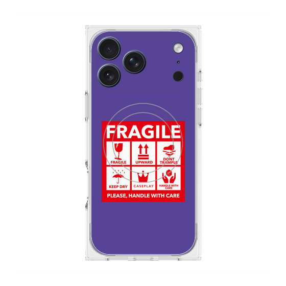Premium Square Case with MagSafe［ FRAGILE Sticker - Purple ］
