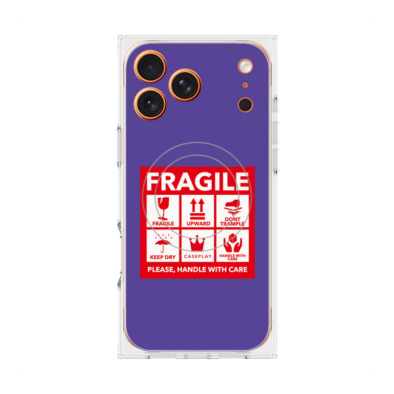 Premium Square Case with MagSafe［ FRAGILE Sticker - Purple ］