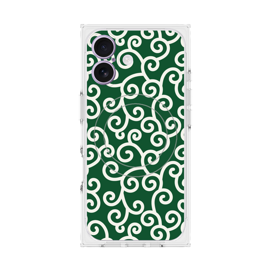 Premium Square Case with MagSafe［ Karakusa Pattern - Green ］