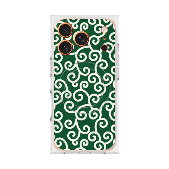Premium Square Case with MagSafe［ Karakusa Pattern - Green ］