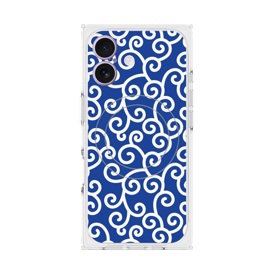 Premium Square Case with MagSafe［ Karakusa Pattern - Blue ］