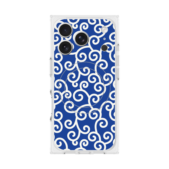Premium Square Case with MagSafe［ Karakusa Pattern - Blue ］