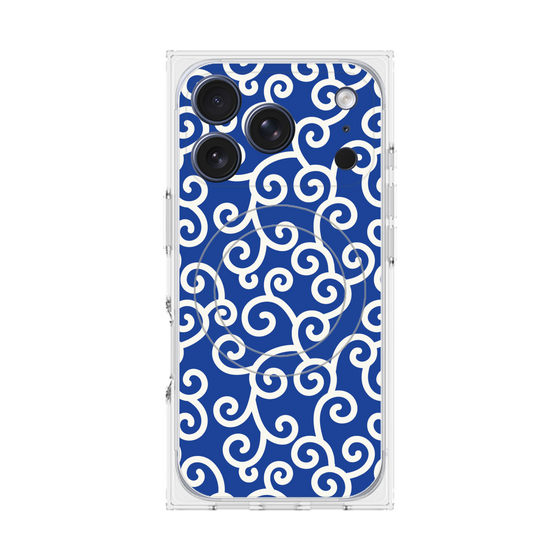 Premium Square Case with MagSafe［ Karakusa Pattern - Blue ］