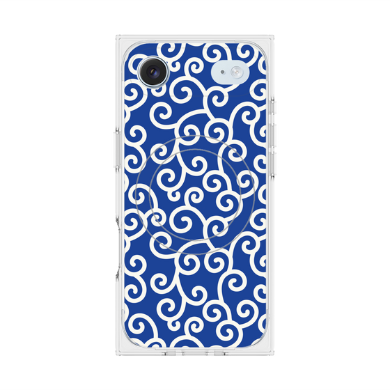 Premium Square Case with MagSafe［ Karakusa Pattern - Blue ］