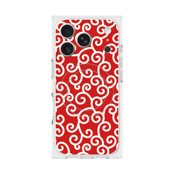 Premium Square Case with MagSafe［ Karakusa Pattern - Red ］