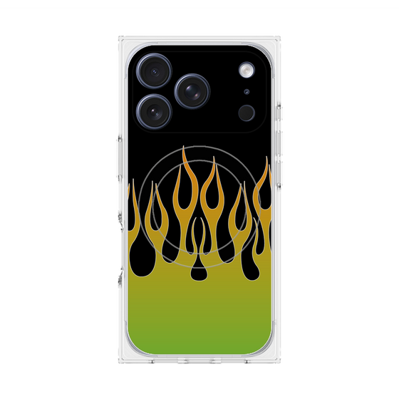 Premium Square Case with MagSafe［ Flame - Green ］