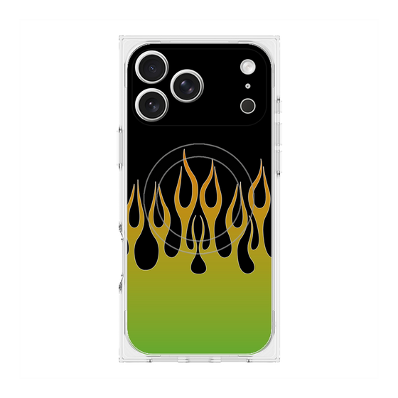 Premium Square Case with MagSafe［ Flame - Green ］