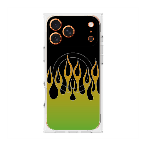 Premium Square Case with MagSafe［ Flame - Green ］