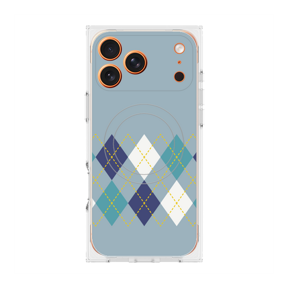Premium Square Case with MagSafe［ Nordic Argyle - Blue ］