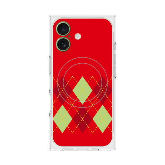 Premium Square Case with MagSafe［ Nordic Argyle - Red ］