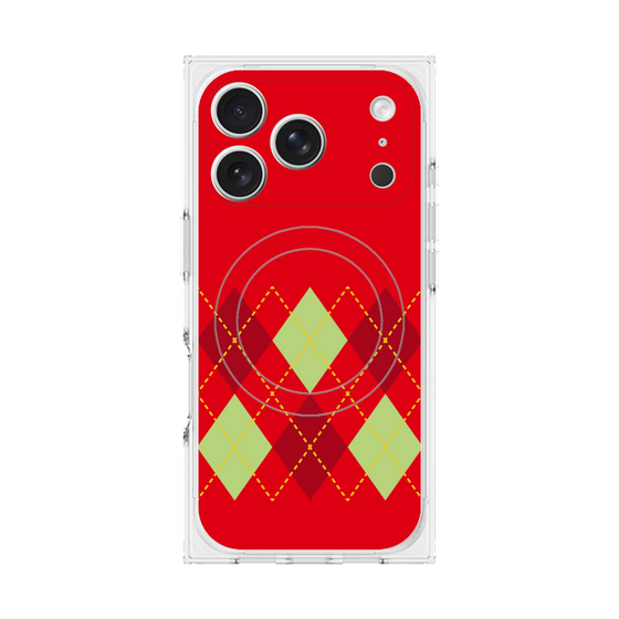 Premium Square Case with MagSafe［ Nordic Argyle - Red ］