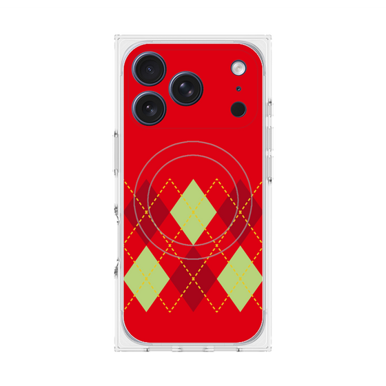 Premium Square Case with MagSafe［ Nordic Argyle - Red ］