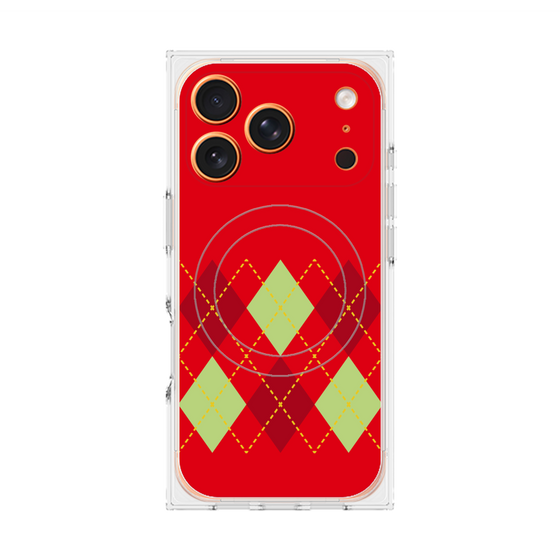 Premium Square Case with MagSafe［ Nordic Argyle - Red ］
