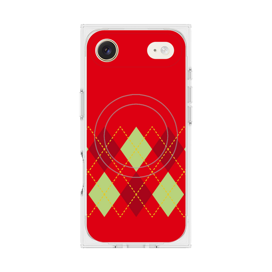 Premium Square Case with MagSafe［ Nordic Argyle - Red ］