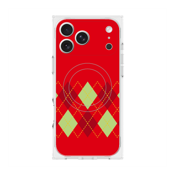 Premium Square Case with MagSafe［ Nordic Argyle - Red ］