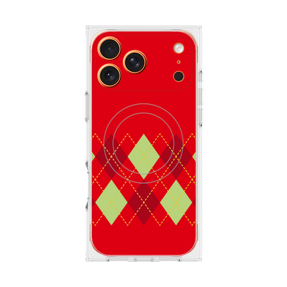 Premium Square Case with MagSafe［ Nordic Argyle - Red ］