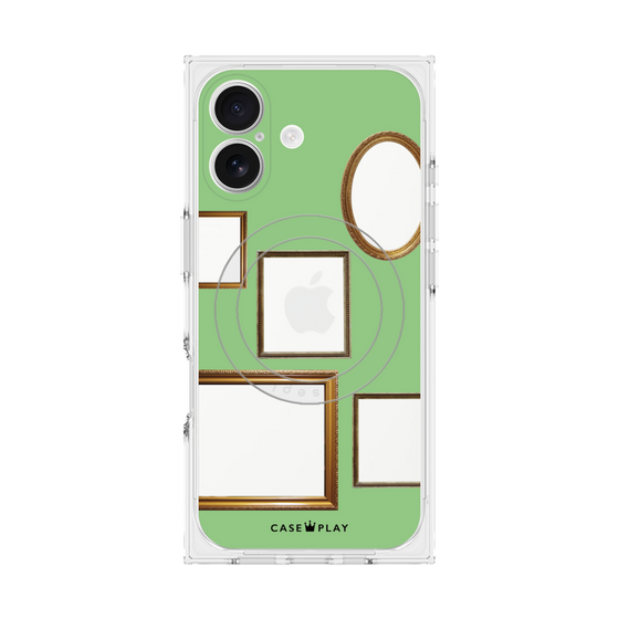 Premium Square Case with MagSafe［ Photo Frames - Light Green ］