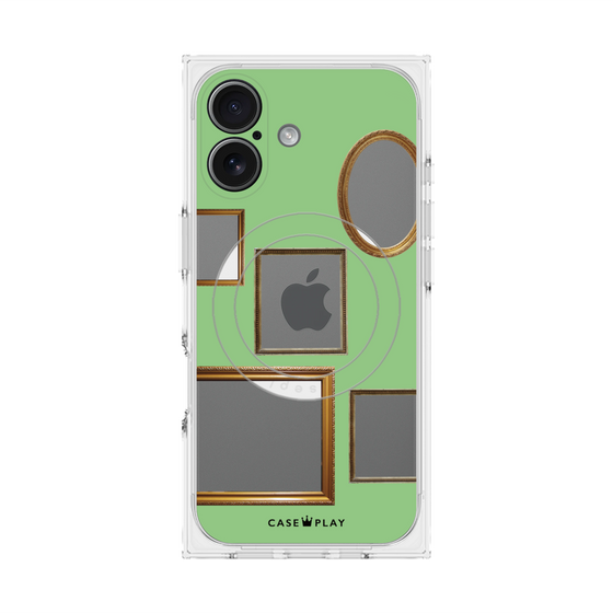 Premium Square Case with MagSafe［ Photo Frames - Light Green ］