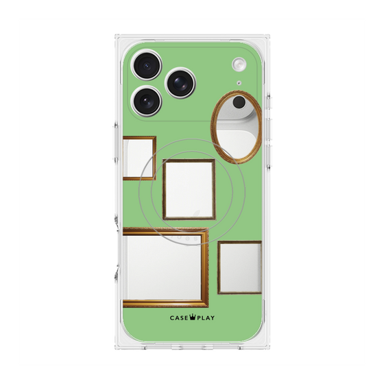 Premium Square Case with MagSafe［ Photo Frames - Light Green ］