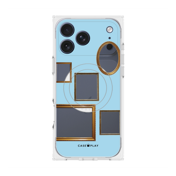 Premium Square Case with MagSafe［ Photo Frames - Light Blue ］