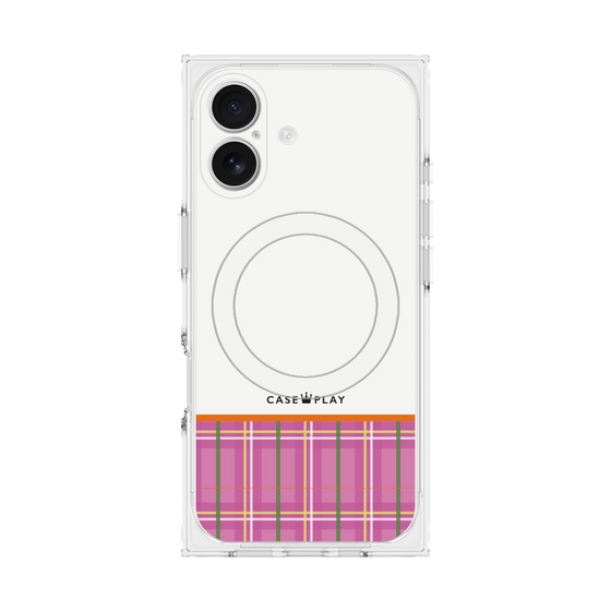 Premium Square Case with MagSafe［ CASEPLAY Tartan Check - Pink ］