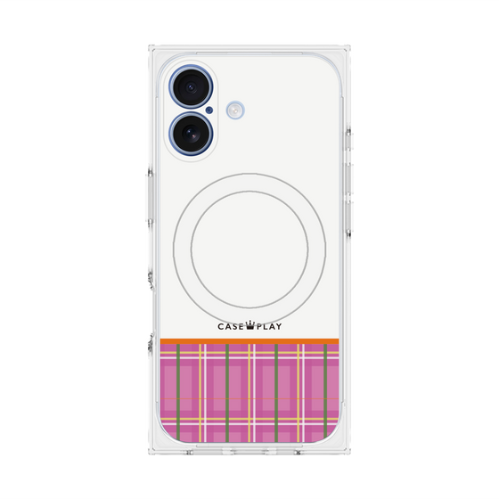 Premium Square Case with MagSafe［ CASEPLAY Tartan Check - Pink ］