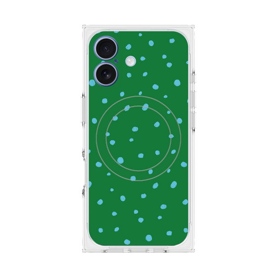 Premium Square Case with MagSafe［ Drawing Dot - Green ］