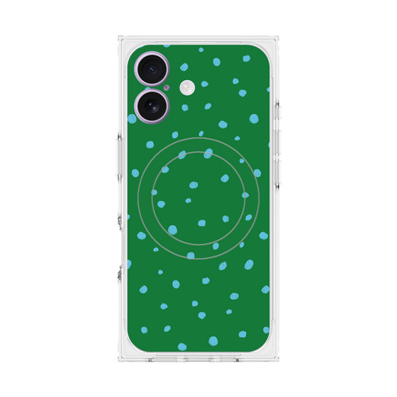 Premium Square Case with MagSafe［ Drawing Dot - Green ］