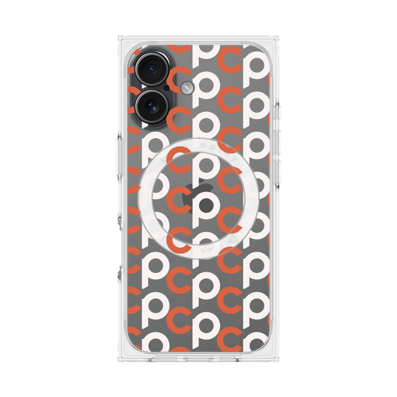 Premium Square Case with MagSafe［ Original - CASEPLAY Initial All-over Pattern - Orange ］