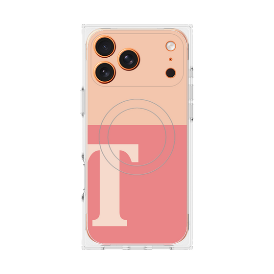 Premium Square Case with MagSafe［ Original - initial two tone - T pink ］