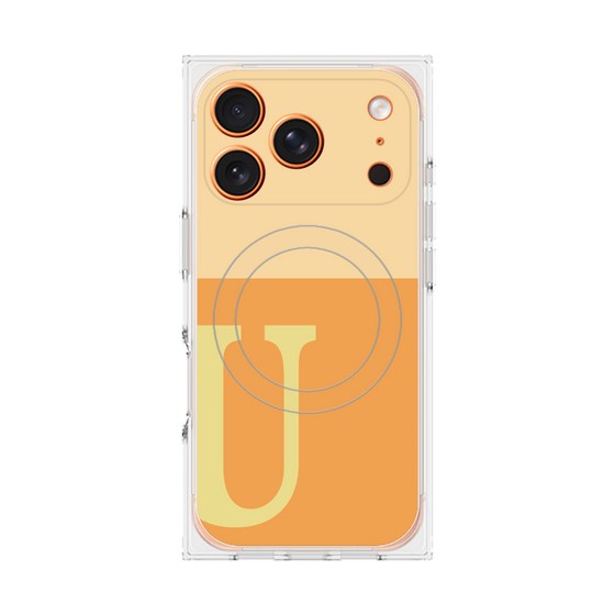 Premium Square Case with MagSafe［ Original - initial two tone - U orange ］