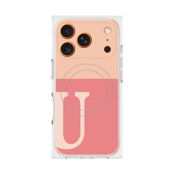 Premium Square Case with MagSafe［ Original - initial two tone - U pink ］