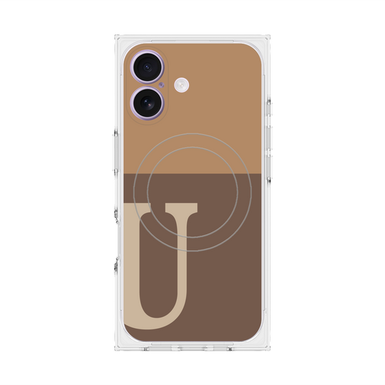 Premium Square Case with MagSafe［ Original - initial two tone - U brown ］