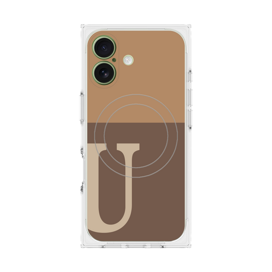 Premium Square Case with MagSafe［ Original - initial two tone - U brown ］