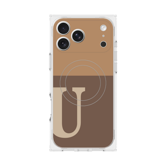 Premium Square Case with MagSafe［ Original - initial two tone - U brown ］