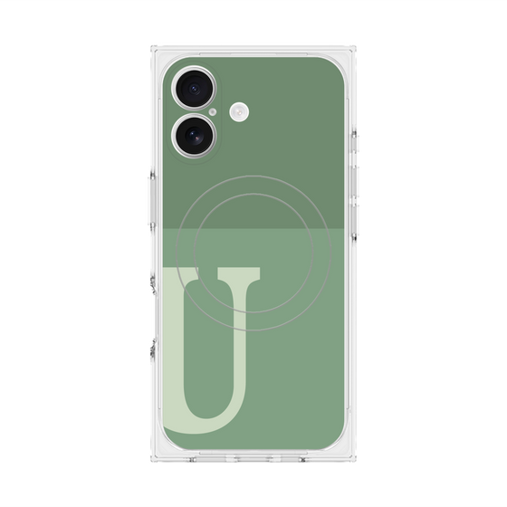 Premium Square Case with MagSafe［ Original - initial two tone - U green ］