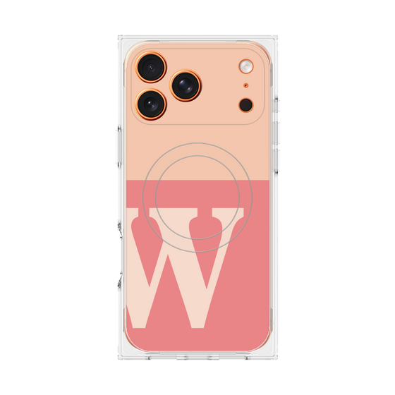 Premium Square Case with MagSafe［ Original - initial two tone - W pink ］